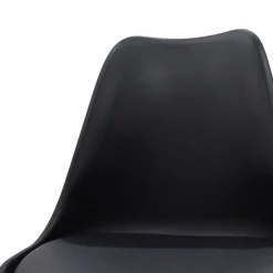 Garnero Arredamenti Sedie Imbottite Ecopelle-Sedia da pranzo stile scandinavo imbottita nero gambe legno Riccia Nero - Rovere