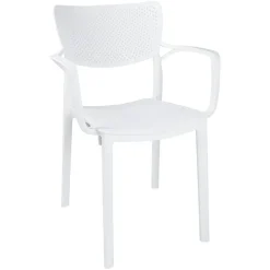 Garnero Arredamenti Sedie Da Giardino|Sedie Polipropilene-Sedia da soggiorno esterno bar dehors polipropilene con braccioli bianco Alba