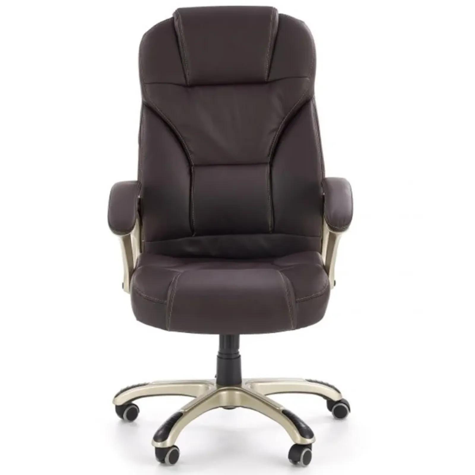 Garnero Arredamenti Sedie Da Ufficio|Sedie Scrivania Ufficio-Sedia da ufficio classica in ecopelle marrone ottone Eclipse