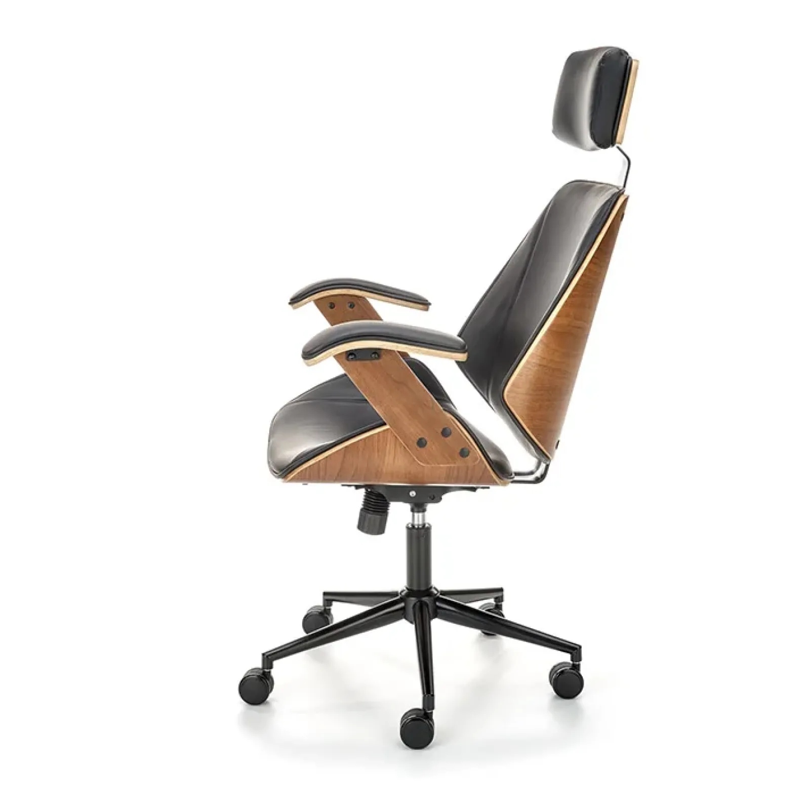 Garnero Arredamenti Sedie Da Ufficio|Sedie Scrivania Ufficio-Sedia da ufficio con braccioli in ecopelle noce nero Ilda Noce - Nero