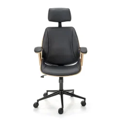 Garnero Arredamenti Sedie Da Ufficio|Sedie Scrivania Ufficio-Sedia da ufficio con braccioli in ecopelle noce nero Ilda Noce - Nero