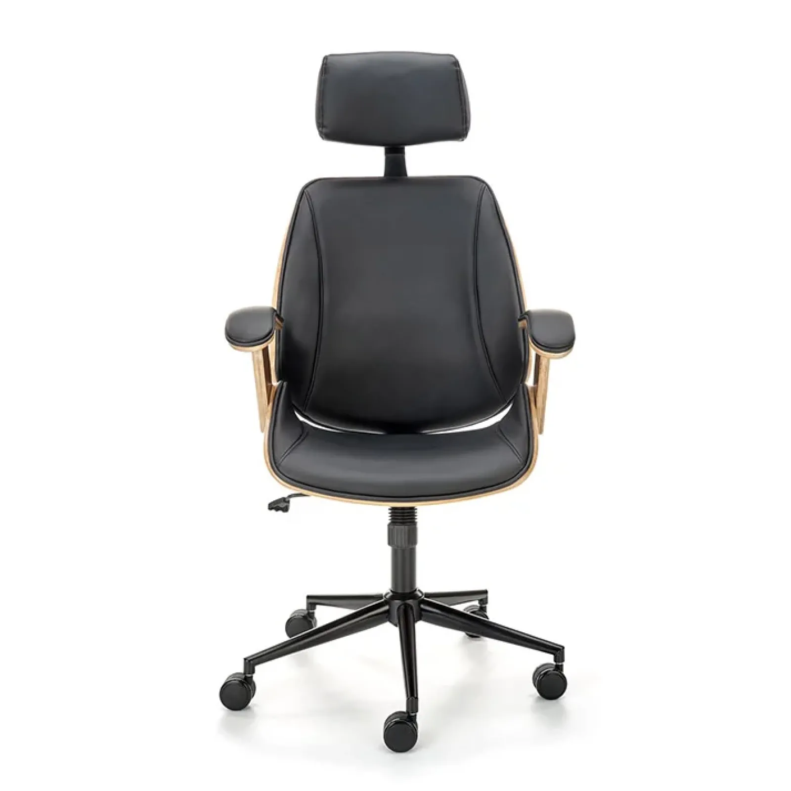 Garnero Arredamenti Sedie Da Ufficio|Sedie Scrivania Ufficio-Sedia da ufficio con braccioli in ecopelle noce nero Ilda Noce - Nero