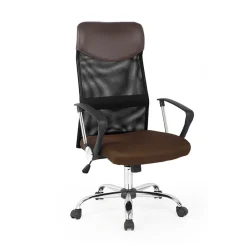 Garnero Arredamenti Sedie Da Ufficio|Sedie Scrivania Ufficio-Sedia da ufficio con braccioli girevole in tessuto marrone Mack Marrone - Nero