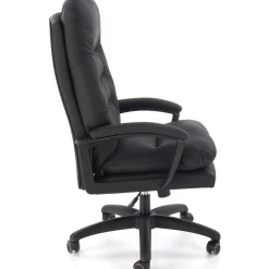 Garnero Arredamenti Sedie Da Ufficio|Sedie Scrivania Ufficio-Sedia da ufficio con braccioli e ruote regolabile imbottita in Marilu Ecopelle Nero