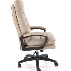 Garnero Arredamenti Sedie Da Ufficio|Sedie Scrivania Ufficio-Sedia da ufficio con braccioli e ruote regolabile imbottita in Marilu Ecopelle Beige