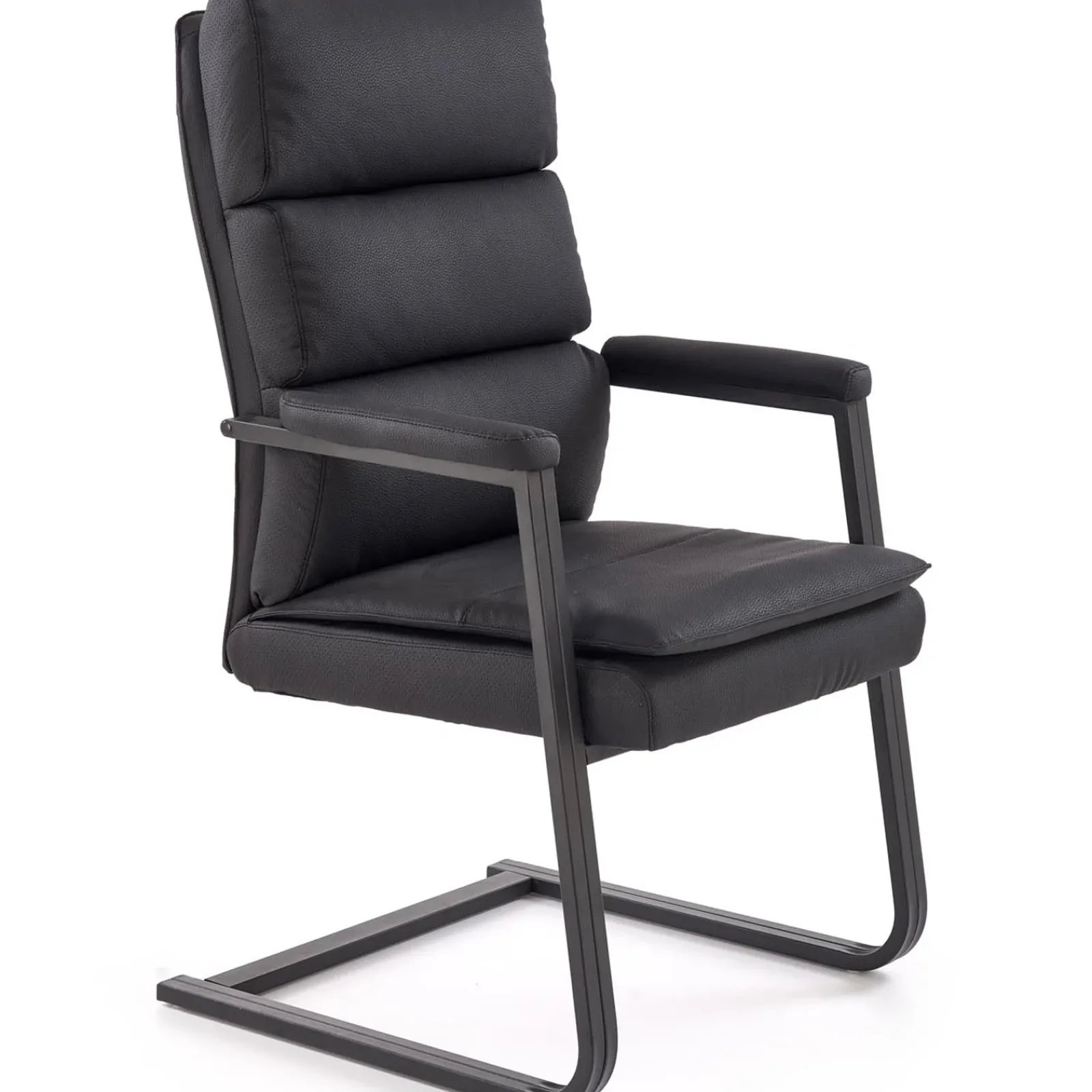Garnero Arredamenti Sedie Sala Attesa-Sedia da ufficio con braccioli moderna in ecopelle nero Andrada