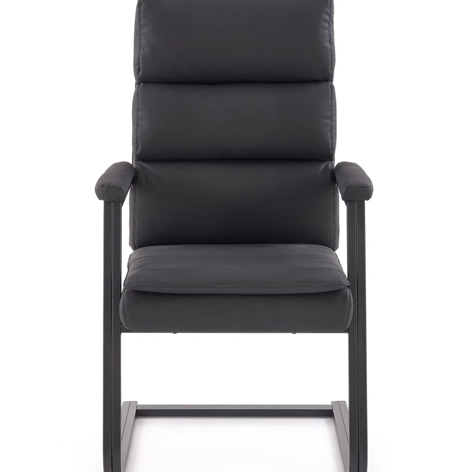 Garnero Arredamenti Sedie Sala Attesa-Sedia da ufficio con braccioli moderna in ecopelle nero Andrada