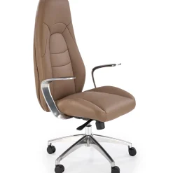 Garnero Arredamenti Sedie Da Ufficio|Sedie Scrivania Ufficio-Sedia da ufficio con ruote e braccioli imbottita in ecopelle marrone Pisottella