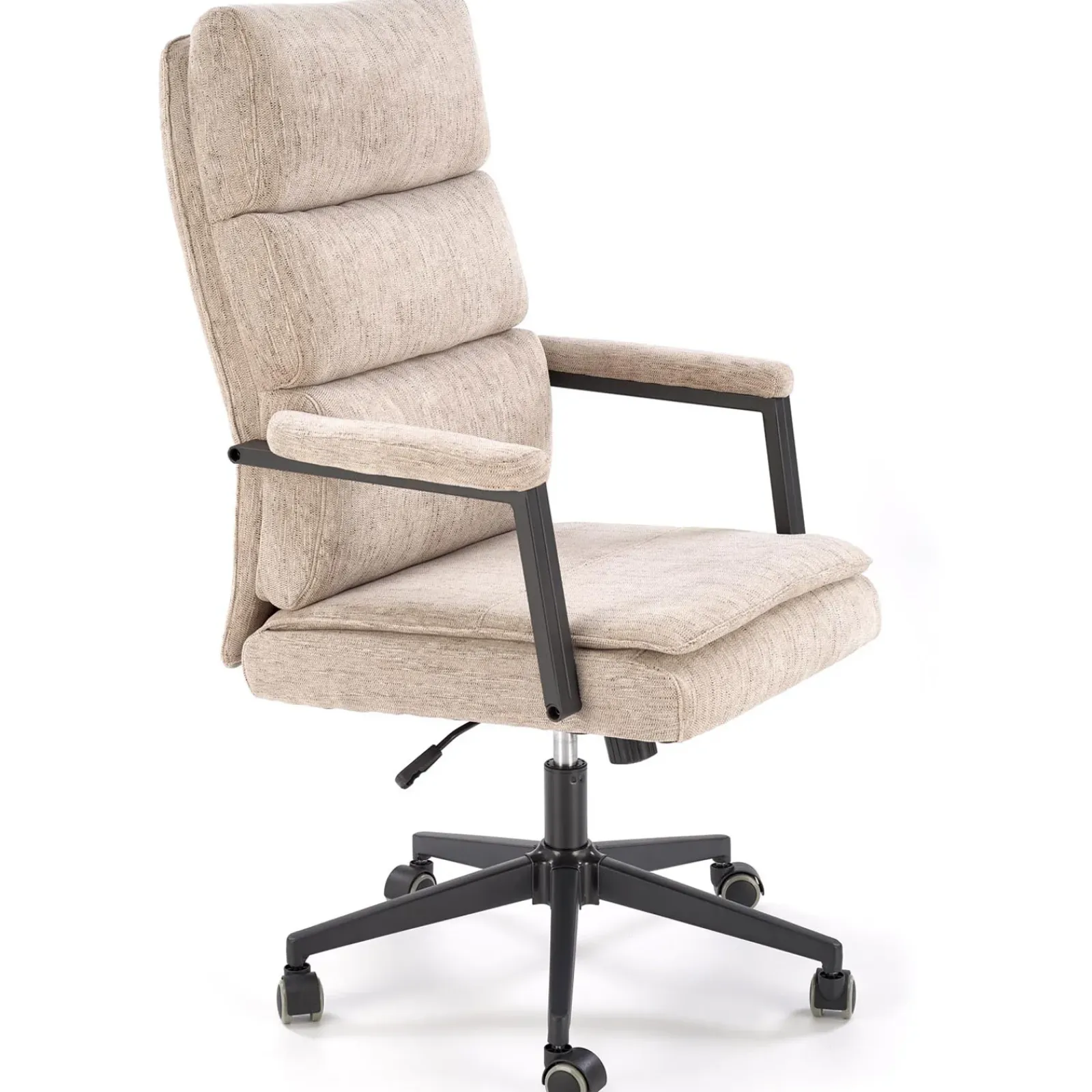 Garnero Arredamenti Sedie Da Ufficio|Sedie Scrivania Ufficio-Sedia da ufficio con ruote e braccioli in tessuto Yara Beige