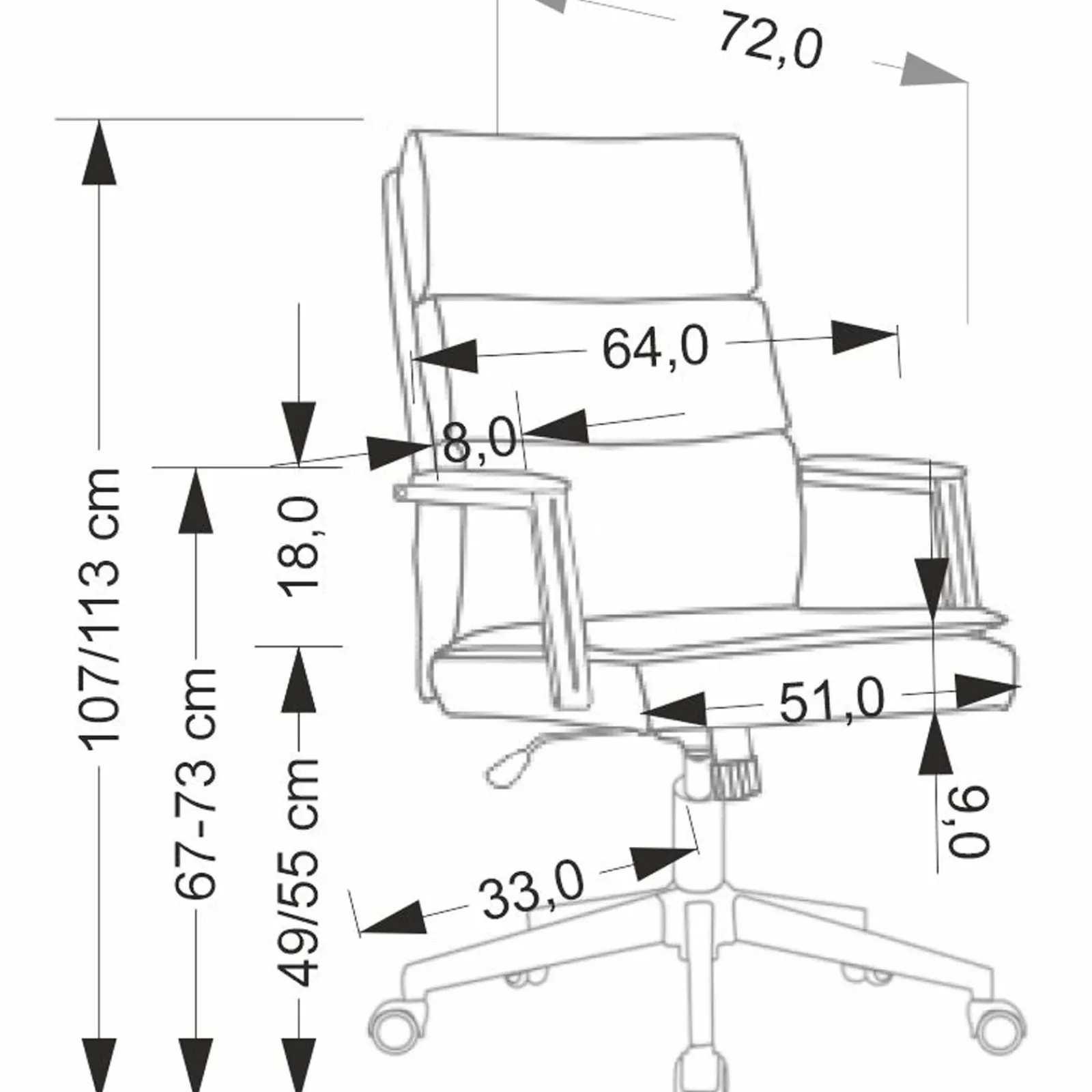 Garnero Arredamenti Sedie Da Ufficio|Sedie Scrivania Ufficio-Sedia da ufficio con ruote e braccioli imbottita Yara Ecopelle Nero