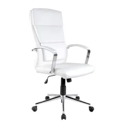 Garnero Arredamenti Sedie Da Ufficio|Sedie Scrivania Ufficio-Sedia da ufficio design con ruote in ecopelle bianco Cascada