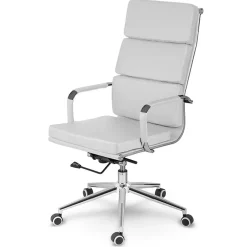 Garnero Arredamenti Sedie Da Ufficio|Sedie Scrivania Ufficio-Sedia da ufficio ecopelle design moderno con ruote bianca Officepro