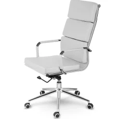 Garnero Arredamenti Sedie Da Ufficio|Sedie Scrivania Ufficio-Sedia da ufficio ecopelle design moderno con ruote bianca Officepro