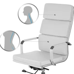 Garnero Arredamenti Sedie Da Ufficio|Sedie Scrivania Ufficio-Sedia da ufficio ecopelle design moderno con ruote bianca Officepro