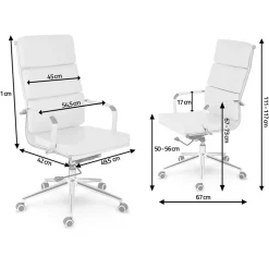 Garnero Arredamenti Sedie Da Ufficio|Sedie Scrivania Ufficio-Sedia da ufficio ecopelle design moderno con ruote bianca Officepro
