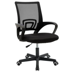 Garnero Arredamenti Sedie Da Ufficio|Sedie Scrivania Ufficio-Sedia da ufficio imbottita in tessuto con ruote e struttura nera Mesh