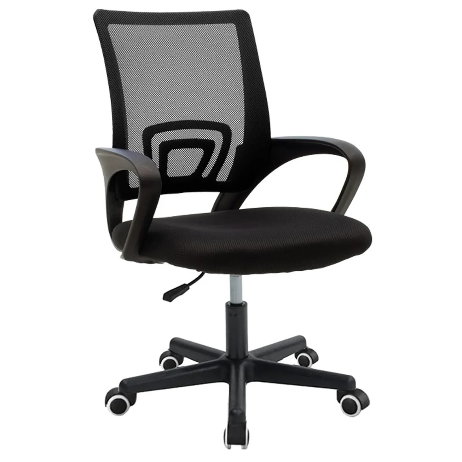 Garnero Arredamenti Sedie Da Ufficio|Sedie Scrivania Ufficio-Sedia da ufficio imbottita in tessuto con ruote e struttura nera Mesh