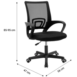 Garnero Arredamenti Sedie Da Ufficio|Sedie Scrivania Ufficio-Sedia da ufficio imbottita in tessuto con ruote e struttura nera Mesh