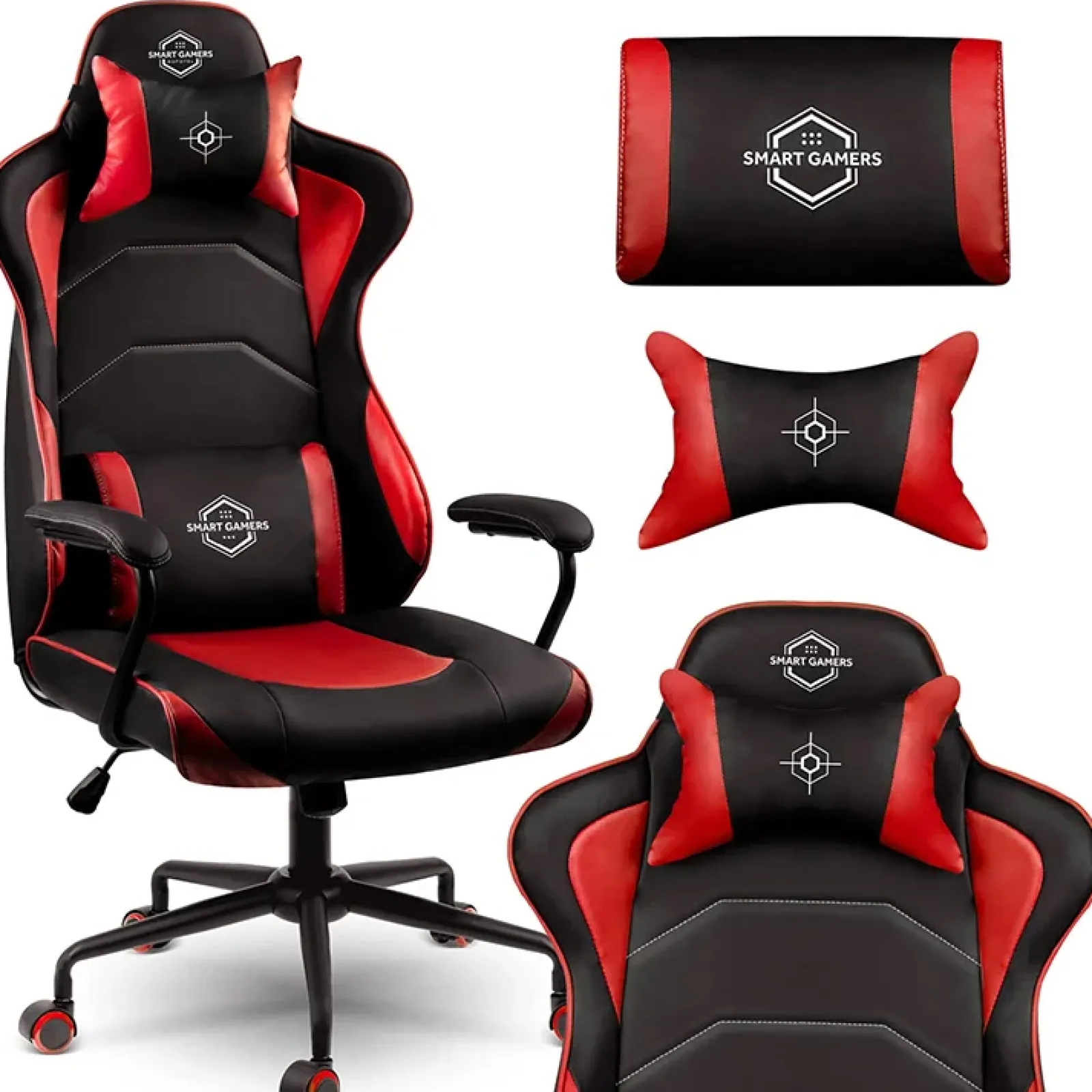 Garnero Arredamenti Sedie Da Ufficio|Sedie Scrivania Ufficio-Sedia gaming regolabile con ruote in ecopelle nera rosso Game Nero - Rosso