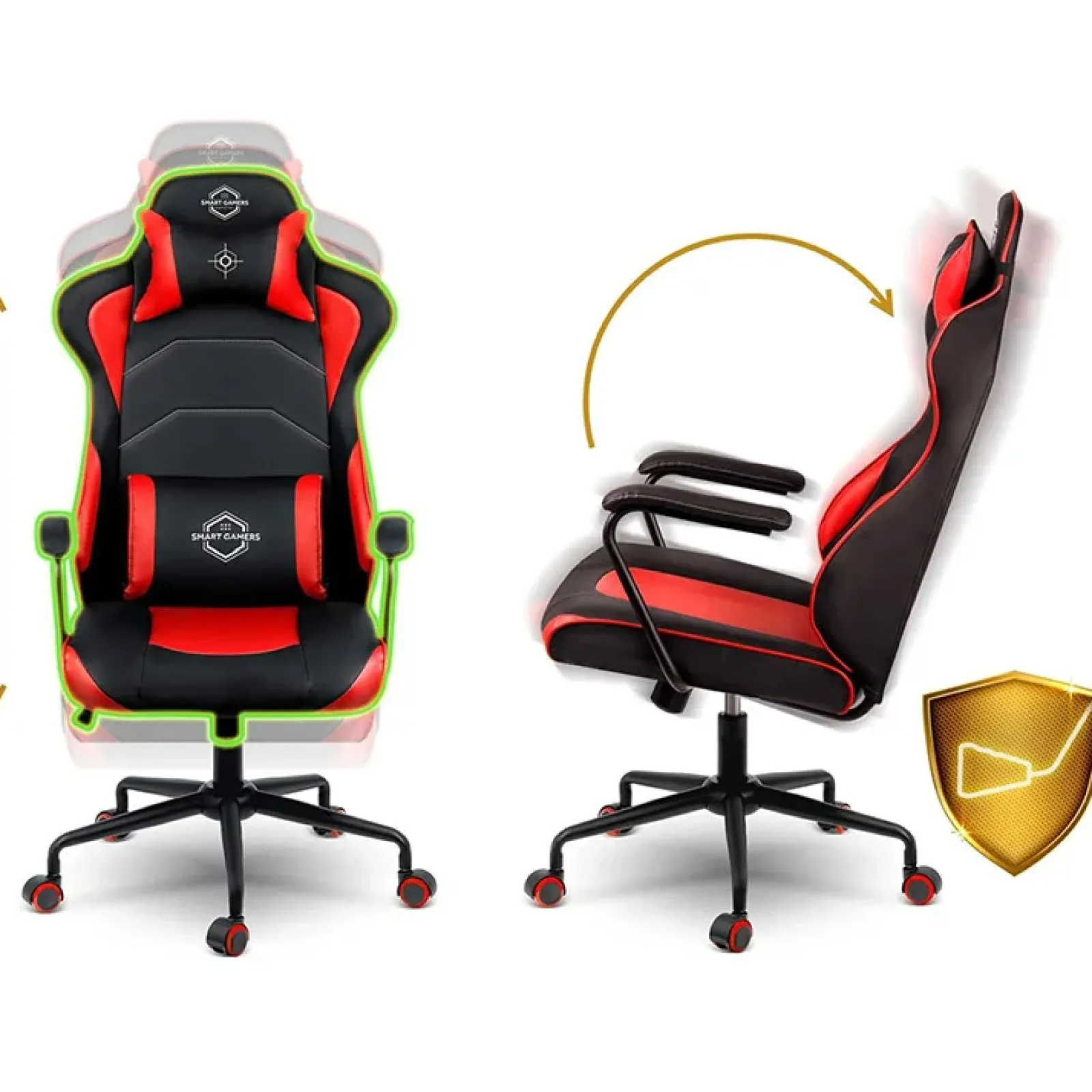 Garnero Arredamenti Sedie Da Ufficio|Sedie Scrivania Ufficio-Sedia gaming regolabile con ruote in ecopelle nera rosso Game Nero - Rosso