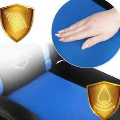 Garnero Arredamenti Sedie Da Ufficio|Sedie Scrivania Ufficio-Sedia gaming regolabile con ruote in ecopelle nera blu Game Nero - Blu