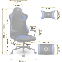 Garnero Arredamenti Sedie Da Ufficio|Sedie Scrivania Ufficio-Sedia gaming regolabile con ruote in ecopelle nera blu Game Nero - Blu