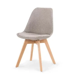 Garnero Arredamenti Sedie Sala Attesa|Sedie In Tessuto-Sedia imbottia in tessuto con gambe in legno grigio chiaro rovere Colette Rovere - Grigio