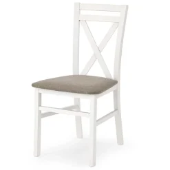 Garnero Arredamenti Sedie In Tessuto|Sedie In Legno-Sedia imbottita in tessuto stile shabby bianco faggio beige Janet Beige - Bianco