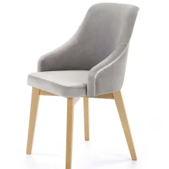 Garnero Arredamenti Sedie In Tessuto-Sedia imbottita in tessuto grigio chiaro rovere miele Belen