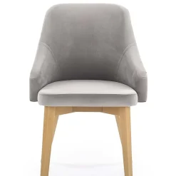 Garnero Arredamenti Sedie In Tessuto-Sedia imbottita in tessuto grigio chiaro rovere miele Belen