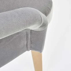 Garnero Arredamenti Sedie In Tessuto-Sedia imbottita in tessuto grigio chiaro rovere miele Belen