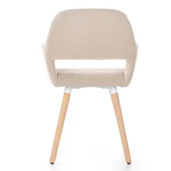 Garnero Arredamenti Sedie In Tessuto-Sedia imbottita in tessuto beige con gambe in legno rovere Irina