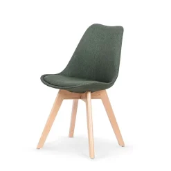 Garnero Arredamenti Sedie Sala Attesa|Sedie In Tessuto-Sedia imbottita in tessuto con gambe in legno verde rovere Colette Rovere - Verde
