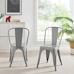 Garnero Arredamenti Sedie In Metallo-Sedia in metallo impilabile industrial saloon Lix Grigio