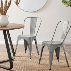 Garnero Arredamenti Sedie In Metallo-Sedia in metallo impilabile industrial saloon Lix Grigio