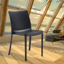 Garnero Arredamenti Sedie Polipropilene-Sedia in polipropilene impilabile nera Olbia Nero