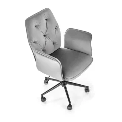 Garnero Arredamenti Sedie Da Ufficio|Sedie Scrivania Ufficio-Sedia moderna con braccioli regolabile in velluto Dionisia Grigio