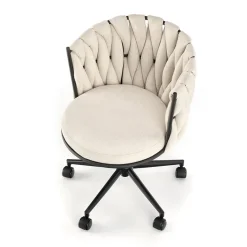 Garnero Arredamenti Sedie Da Ufficio|Sedie Scrivania Ufficio-Sedia moderna con ruote regolabile in tessuto chiaro nero Monie Beige