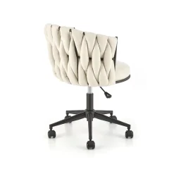 Garnero Arredamenti Sedie Da Ufficio|Sedie Scrivania Ufficio-Sedia moderna con ruote regolabile in tessuto chiaro nero Monie Beige