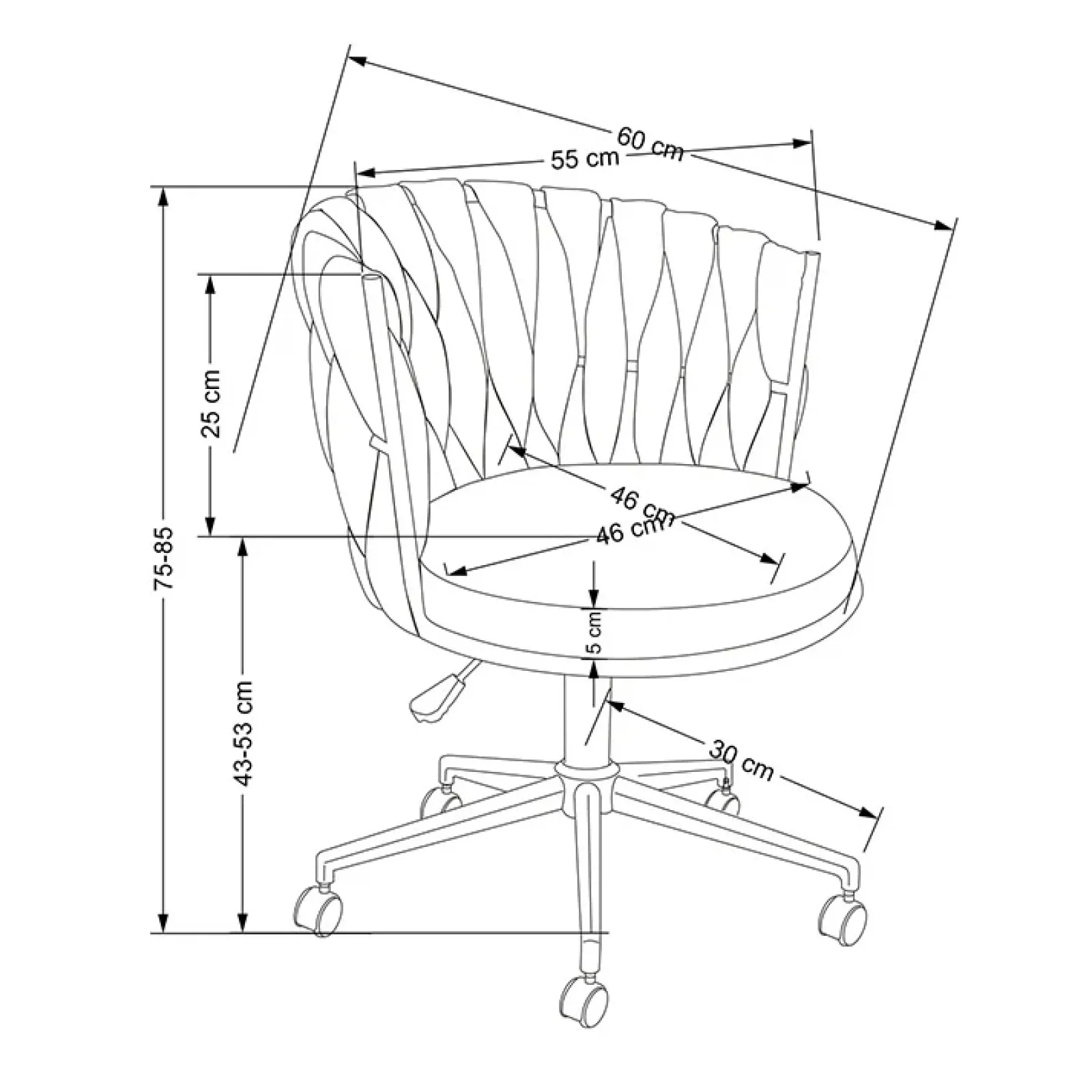 Garnero Arredamenti Sedie Da Ufficio|Sedie Scrivania Ufficio-Sedia moderna con ruote regolabile in tessuto nero Monie Rosa