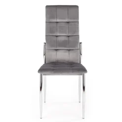 Garnero Arredamenti Sedie In Tessuto-Sedia moderna imbottia in velluto acciaio cromato Reina Grigio