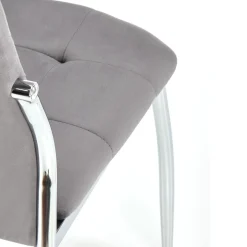 Garnero Arredamenti Sedie In Tessuto-Sedia moderna imbottia in velluto acciaio cromato Reina Grigio