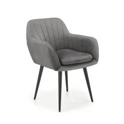 Garnero Arredamenti Poltrone Design|Poltrone Relax-Sedia sala da pranzo con braccioli in tessuto velluto scuro Slash Grigio