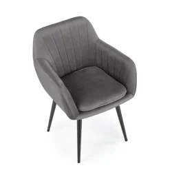 Garnero Arredamenti Poltrone Design|Poltrone Relax-Sedia sala da pranzo con braccioli in tessuto velluto scuro Slash Grigio