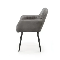 Garnero Arredamenti Poltrone Design|Poltrone Relax-Sedia sala da pranzo con braccioli in tessuto velluto scuro Slash Grigio