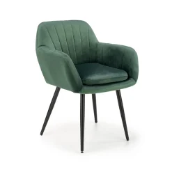 Garnero Arredamenti Poltrone Design|Poltrone Relax-Sedia sala da pranzo con braccioli in tessuto velluto scuro Slash Verde