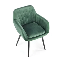 Garnero Arredamenti Poltrone Design|Poltrone Relax-Sedia sala da pranzo con braccioli in tessuto velluto scuro Slash Verde
