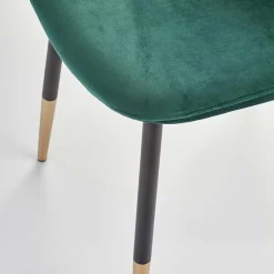 Garnero Arredamenti Sedie In Tessuto-Sedia sala da pranzo imbottita in velluto acciaio oro nero Nubia Verde