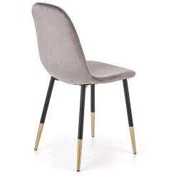 Garnero Arredamenti Sedie In Tessuto-Sedia sala da pranzo imbottita in velluto acciaio nero oro Nubia Grigio