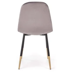Garnero Arredamenti Sedie In Tessuto-Sedia sala da pranzo imbottita in velluto acciaio nero oro Nubia Grigio